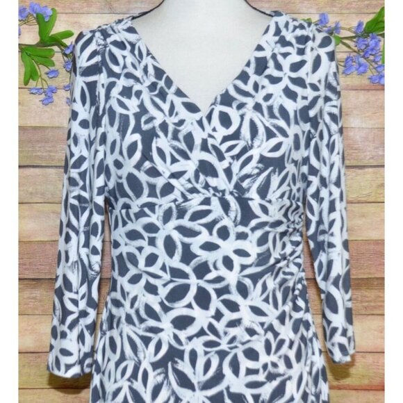 Lauren Ralph Lauren Women's Size 10 Faux Wrap Sheath Dress Stretch Rushed Gray - Picture 2 of 12